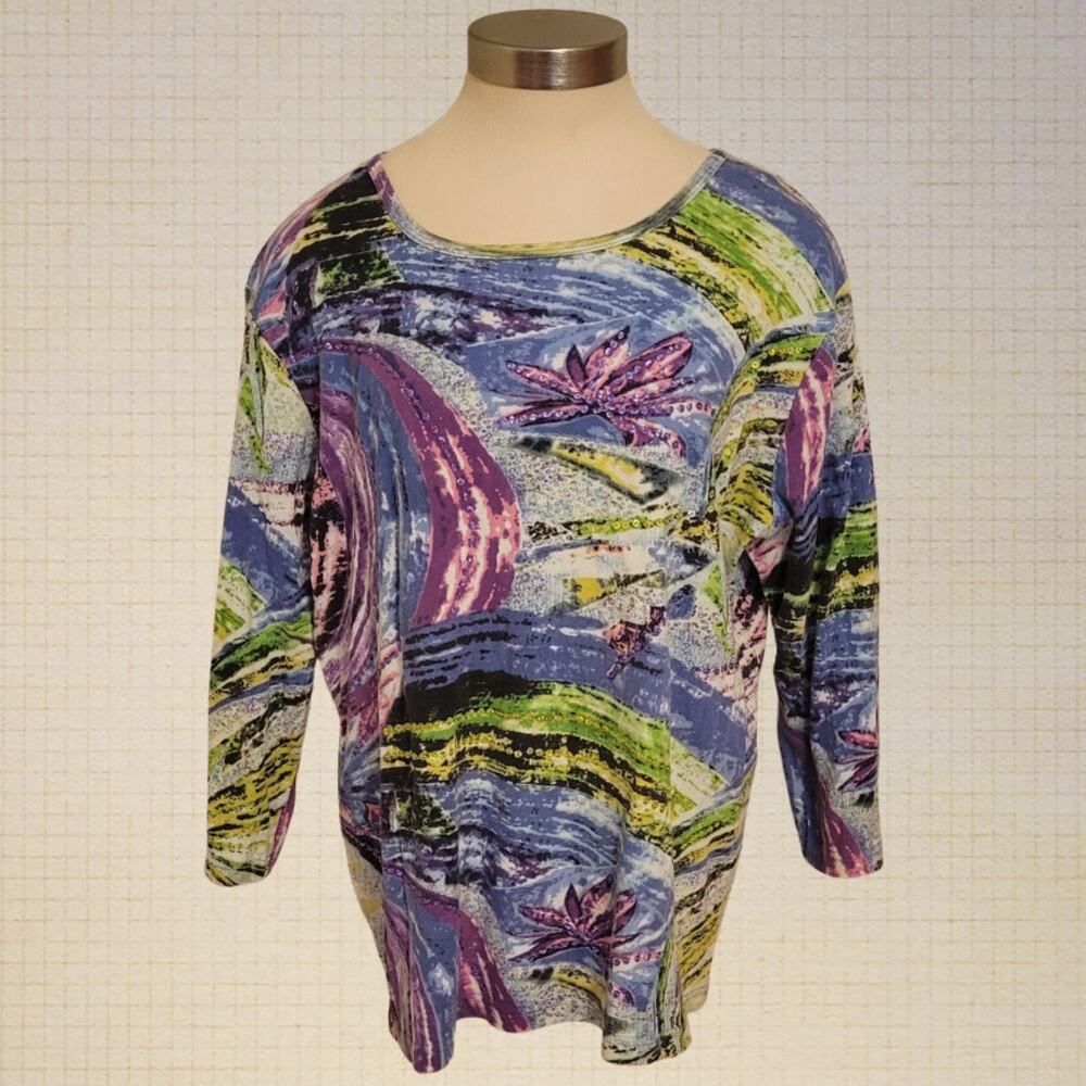 Take-Two Clothing Co Women's Colorful Cotton Sequin Blouse